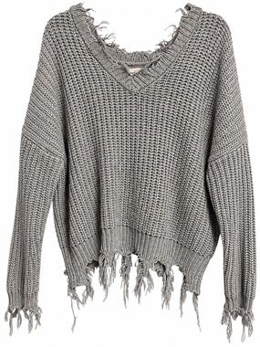 Title: Love Tree Gray Distressed Chunky Knit Sweater Oversized 1X/2X Grunge